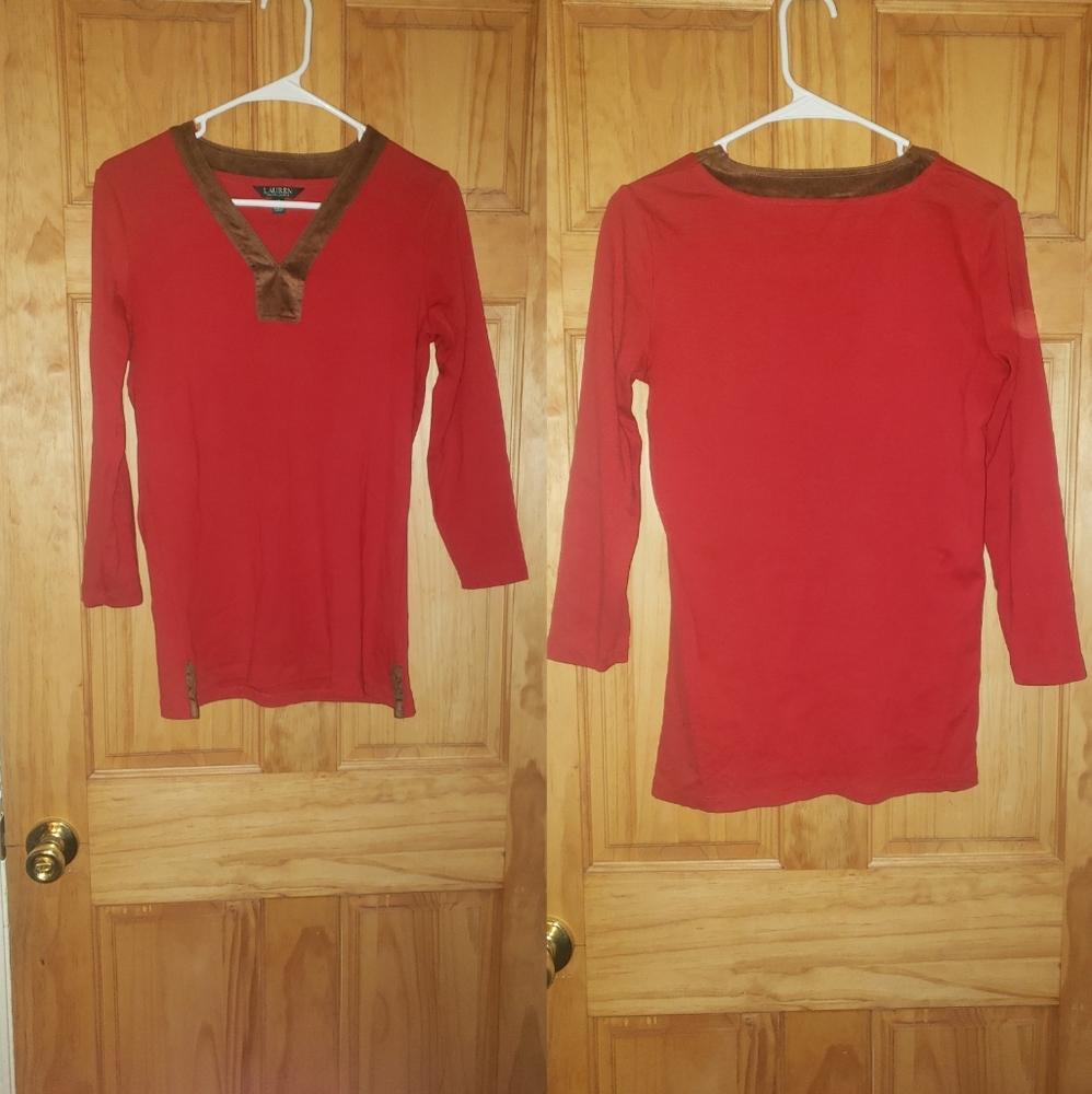Ralph Lauren Red & Brown Top.